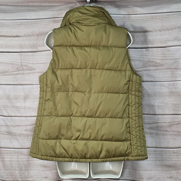 Old Navy Frost Free Puffer Vest Fleece Lined Snap Pockets Olive Green M - Picture 4 of 7